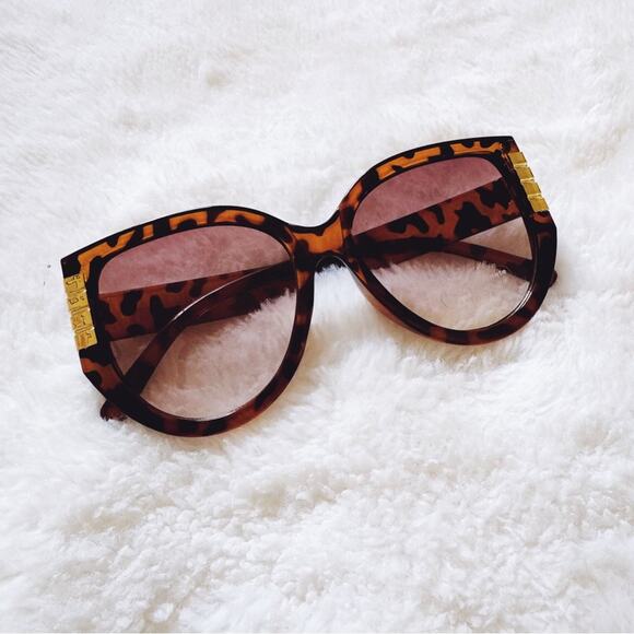 Rosy Tortoise Brown Cat Eye Oversized Sunglasses - Picture 5 of 11